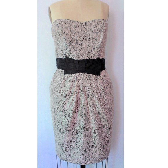 H&M GRAY LACE SWEETHEART STRAPLESS SHEATH DRESS 14 NWT - Picture 1 of 8